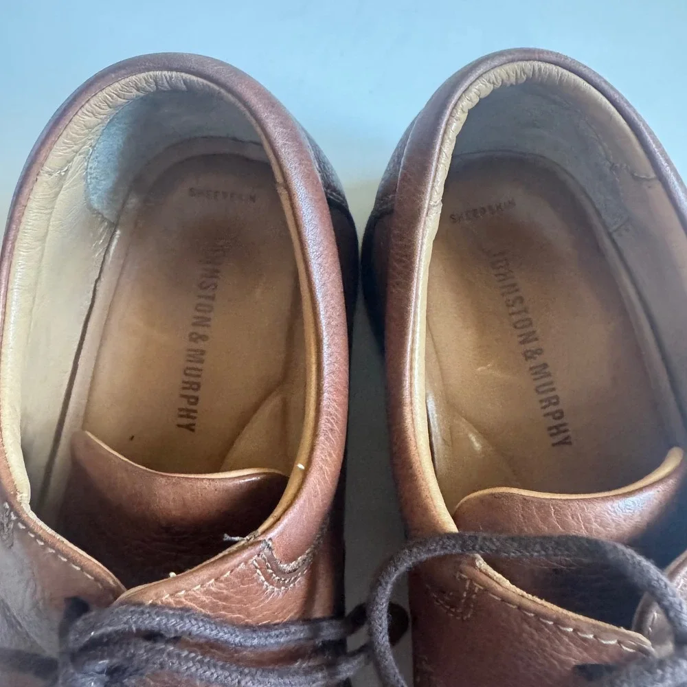 Johnston & Murphy XC4 Mens 9.5 M Brown Leather Sheepskin Lining Shoes 20-7258